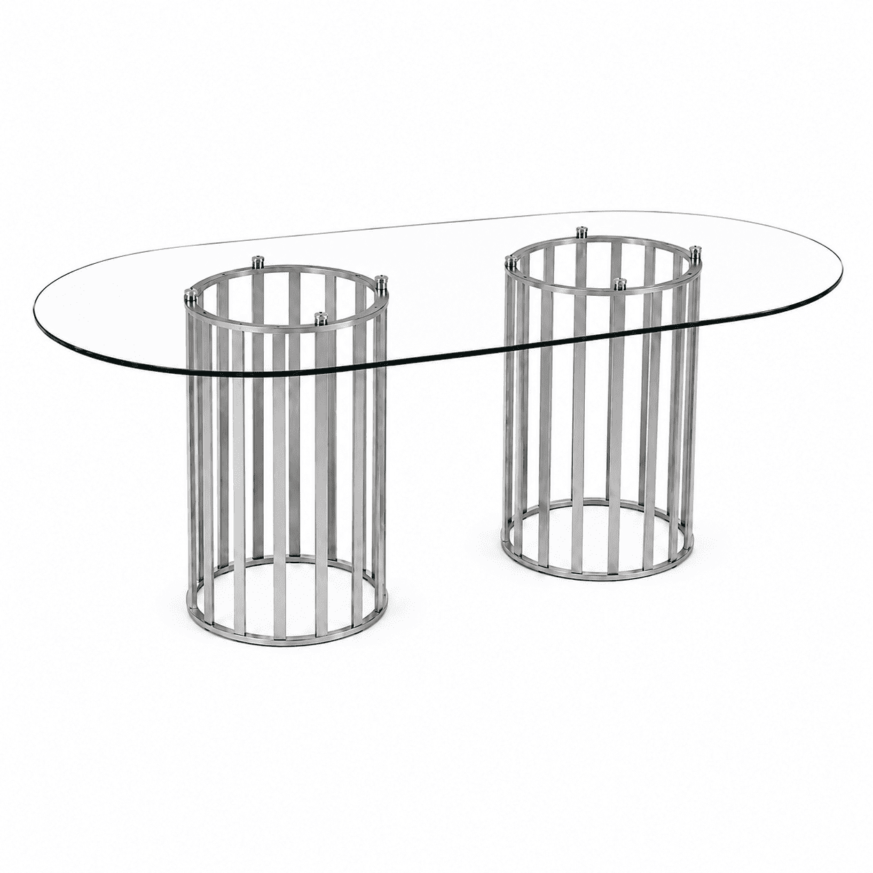 A7Store 71 in Glass Dining Table,Gold Dining Table for 6-8，Large Size Kitchen and Dining Room Table with Tempered Glass top and Gold Double Column Metal Legs, Modern Rectangular Dining Table