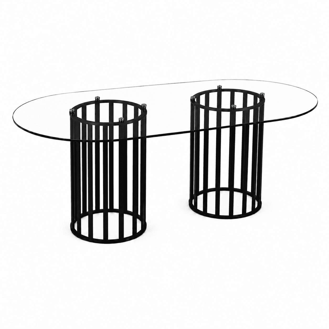 A7Store 71 in Glass Dining Table,Gold Dining Table for 6-8，Large Size Kitchen and Dining Room Table with Tempered Glass top and Gold Double Column Metal Legs, Modern Rectangular Dining Table