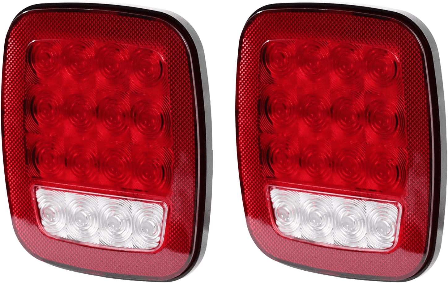 IRONWALLS 16-LED Stop/Turn/Tail/Reverse Light – Universal For Truck, Trailer, Jeep – Clear Lens, Black Housing, 5-Year Warranty