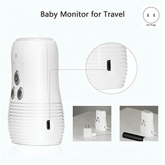 A86G 2.4G Wireless Audio Baby Monitor with Two-Way Talk Intercom & Built-in Night Light, Portable Easy-Install Infant Safety Monitoring Device with US Plug, Household Baby Care Equipment,White