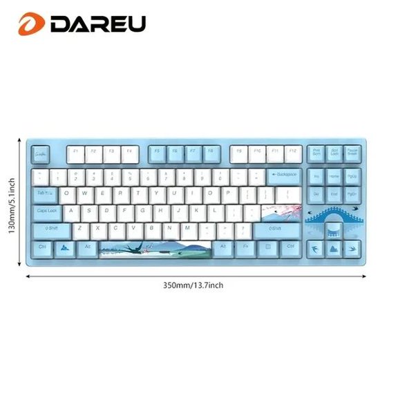 A87 Compact Mechanical Gaming Keyboard, 87-Key Tenkeyless Wired Keyboard with Cherry MX Switches, PBT Keycaps, Custom Spring Swallow Theme Design, RGB Backlit Keyboard for PC, Mac, Gaming & Office