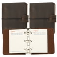 thumbnail image 1 of A9 Leather Journal, 2Pcs 3 Ring Notebook Binder Planner Loose Leaf 60 Sheets Paper Refillable for Business Office Study Writing, Dark Brown, 1 of 6