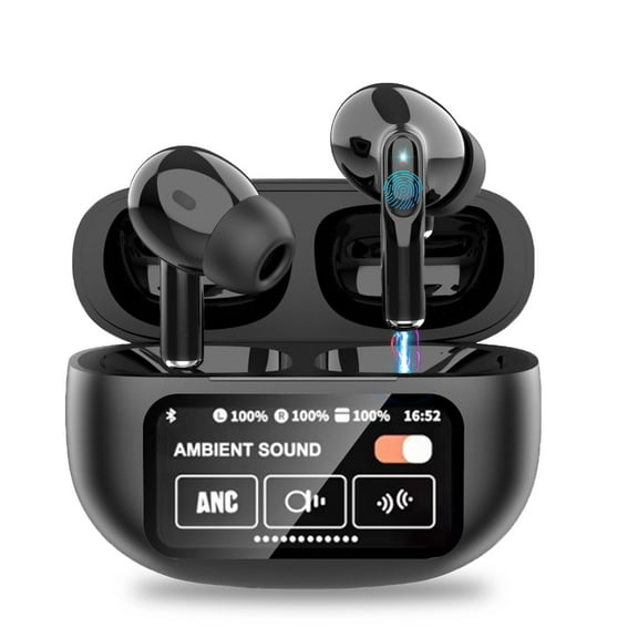 A9 Plus EarBuds Wireless Earbuds Bluetooth 5.4 Headphones, Touch Screen Earbuds,HiFi Stereo Call ENC Noise True Active Noise Cancelling,Type-C Charging Case Earbuds for iPhone/Android