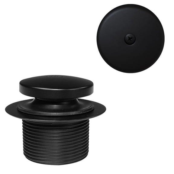 A93-62 1-1/2" Tip-Toe Bathtub Drain Plug Trim Set with One-Hole Overflow Faceplate, Matte Black