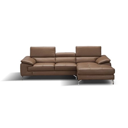 A973B Premium Leather Sectional Sofa in Caramel, Left Hand Facing Chaise