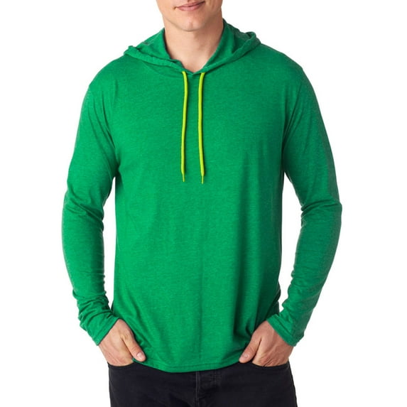 A987 Lightweight Long-Sleeve Hooded T-Shirt - Heather Green - Small