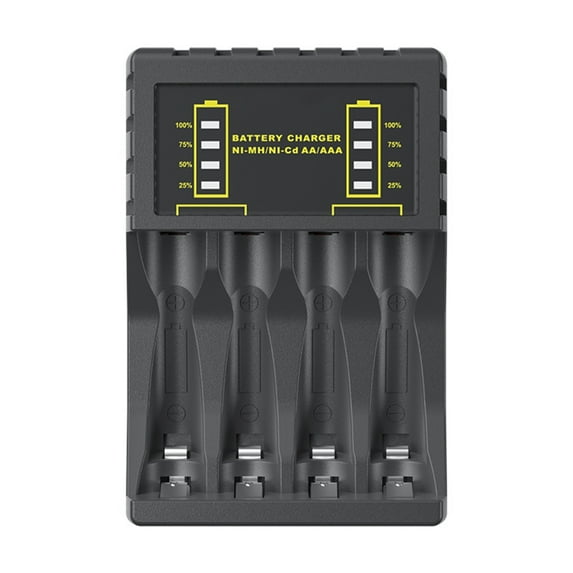 AA/AAA Battery Charger 4 Slots USB Type-C 5V 2A Quick Charging Rechargeable Lithium Battery Charger With LED Display