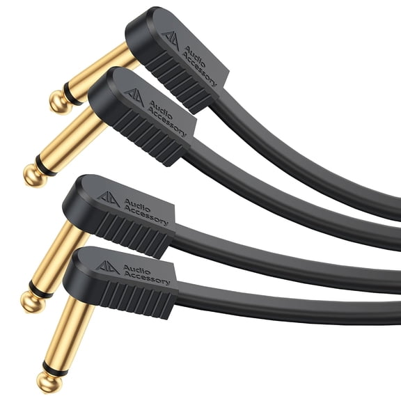 AA AUDIO ACCESSORY Kevlar Reinforced Guitar Patch Cables 12 Inch 2-Pack, Built-to-Last, Noiseless Quad-Layer Shielded, Gold-Plated Flat Ribbon Guitar Pedal Cables 1ft for Flat Patch Cable 12 Inch