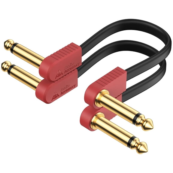 AA AUDIO ACCESSORY Kevlar Reinforced Guitar Patch Cables 4 Inch 2-Pack, Built-to-Last, Noise-Free Quad-Layer Shielded, Gold-Plated Flat Ribbon Guitar Pedal Cables for Pedal