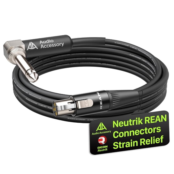 AA AUDIO ACCESSORY Wireless Guitar Cable 2ft, Neutrik REAN 4-Pin Mini XLR Connector (TA4F) to Right-Angle 1/4 Connector Cord for Wireless Guitar System Bodypack Transmitters WA304