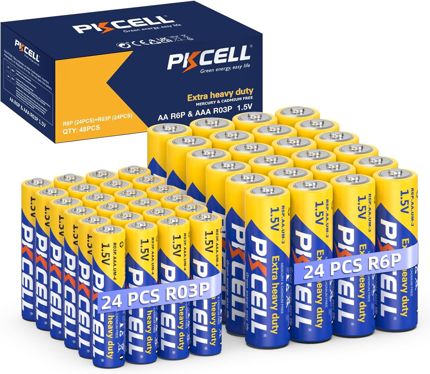 AA Batteries 24 Pack & AAA Batteries 24 Pack Combo (48 Count), Double A ...