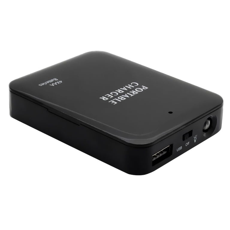 Batterij Aangedreven Noodlader – USB Powerbank Voor 4x AA-batterijen, Met Zaklamp, Compact, Ideaal Voor Reizen En Noodgevallen (2 Stuks)