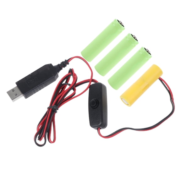 AA Battery Eliminators USB Power Supply Cable Replace 4x 1.5V AA Battery for Electric Toy Clock LED Light with Switches