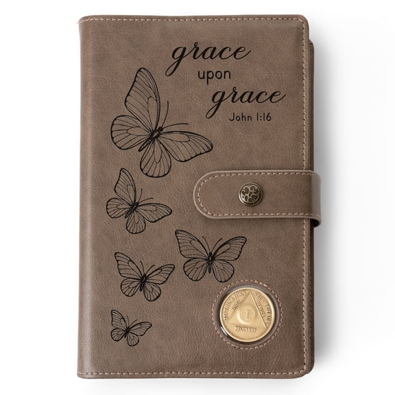 Custom Design AA Big Book & 12 Steps and 12 Traditions Book Set Cover, Alcoholics Anonymous Gifts, Fits 2 Hardcover AA Books, AA Coin Holder