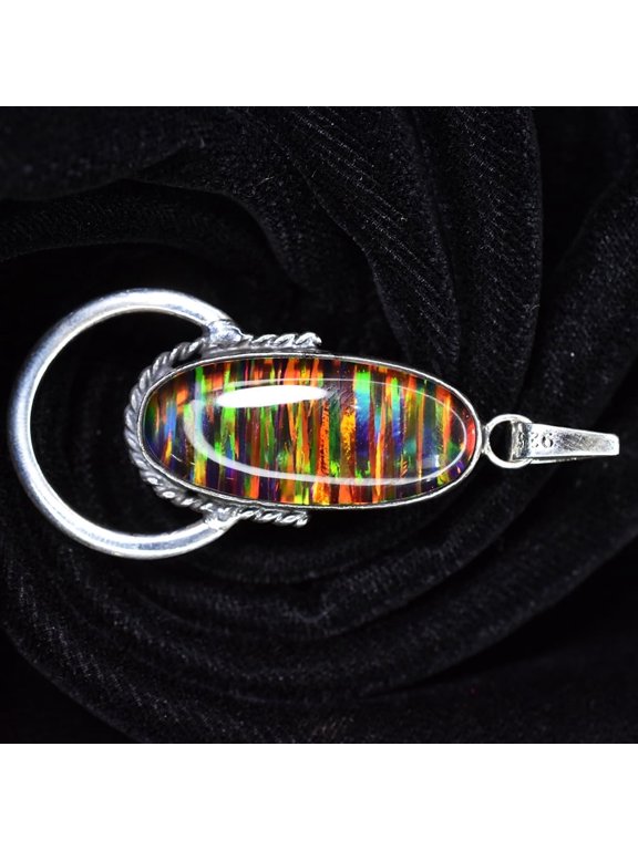AA++ CERTIFIED 31 Ct Natural Opal Oval Cut 925 Starling Silver Gems Pendant