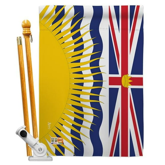 AA-CP-HS-140933-IP-BO-D-US18-AG 28 x 40 in. British Columbia Flags of the World Canada Provinces Impressions Decorative Vertical Double Sided House Flag Set & Pole Bracket Hardware Flag Set