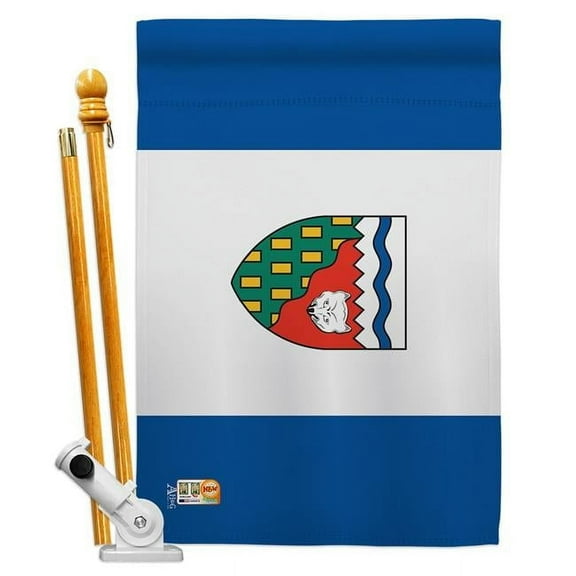 AA-CP-HS-140937-IP-BO-D-US18-AG 28 x 40 in. Northwest Territories Flags of the World Canada Provinces Impressions Decorative Vertical Double Sided House Flag Set & Pole Bracket Hardware Flag Set