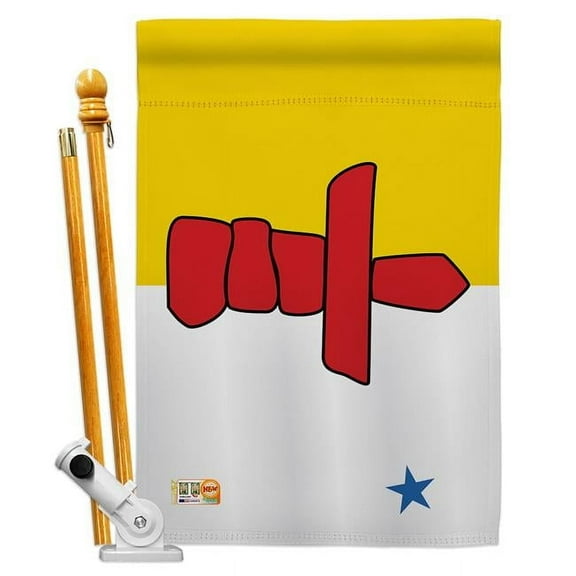 AA-CP-HS-140939-IP-BO-D-US18-AG 28 x 40 in. Nunavut Flags of the World Canada Provinces Impressions Decorative Vertical Double Sided House Flag Set & Pole Bracket Hardware Flag Set