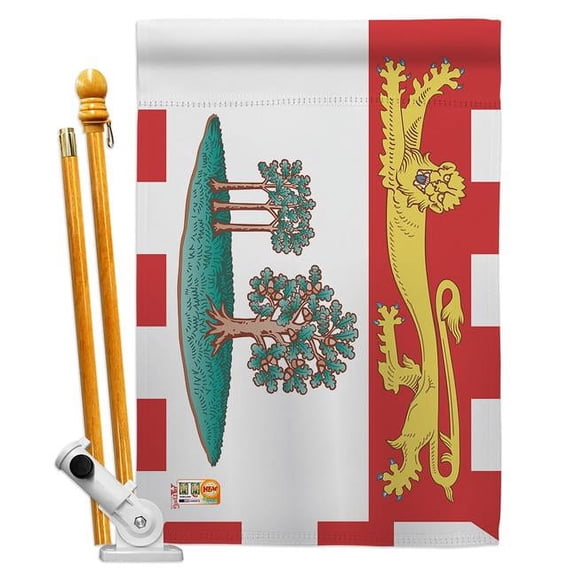 AA-CP-HS-140941-IP-BO-D-US18-AG 28 x 40 in. Prince Edward Island Flags of the World Canada Provinces Impressions Decorative Vertical Double Sided House Flag Set & Pole Bracket Hardware Flag Set