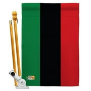 AA-CY-HS-140001-IP-BO-D-US18-AG 28 x 40 in. African American Flags of the World Nationality Impressions Decorative Vertical Double Sided House Flag Set & Pole Bracket Hardware Flag Set