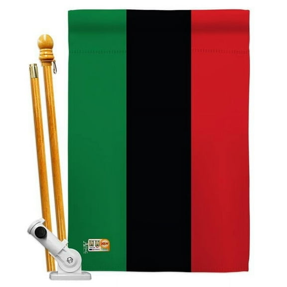 AA-CY-HS-140001-IP-BO-D-US18-AG 28 x 40 in. African American Flags of the World Nationality Impressions Decorative Vertical Double Sided House Flag Set & Pole Bracket Hardware Flag Set