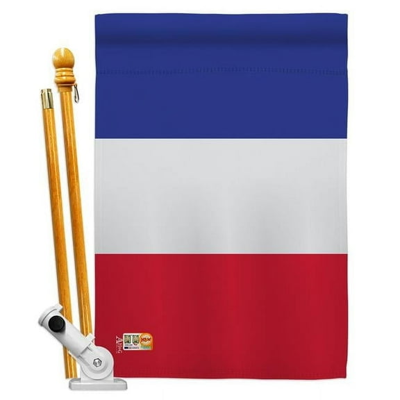 AA-CY-HS-140086-IP-BO-D-US18-AG 28 x 40 in. France Flags of the World Nationality Impressions Decorative Vertical Double Sided House Flag Set & Pole Bracket Hardware Flag Set