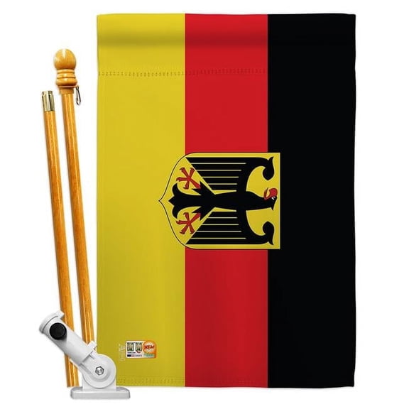 AA-CY-HS-140090-IP-BO-D-US18-AG 28 x 40 in. Germany with Eagle Flags of the World Nationality Impressions Decorative Vertical Double Sided House Flag Set & Pole Bracket Hardware Flag Set