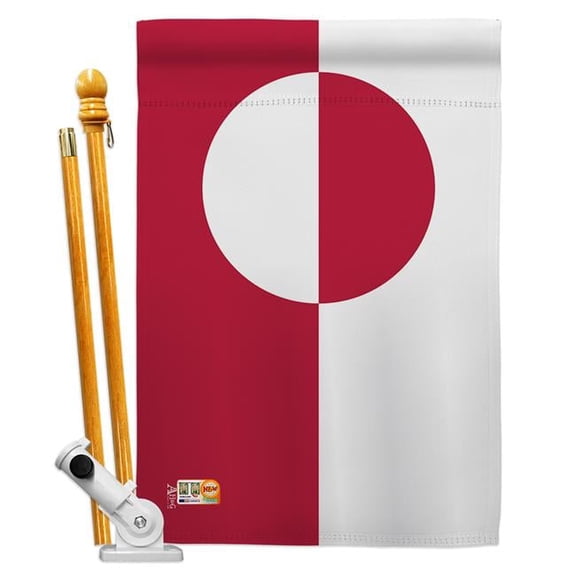 AA-CY-HS-140095-IP-BO-D-US18-AG 28 x 40 in. Greenland Flags of the World Nationality Impressions Decorative Vertical Double Sided House Flag Set & Pole Bracket Hardware Flag Set