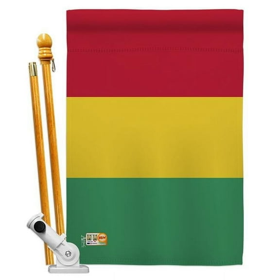 AA-CY-HS-140100-IP-BO-D-US18-AG 28 x 40 in. Guinea Flags of the World Nationality Impressions Decorative Vertical Double Sided House Flag Set & Pole Bracket Hardware Flag Set