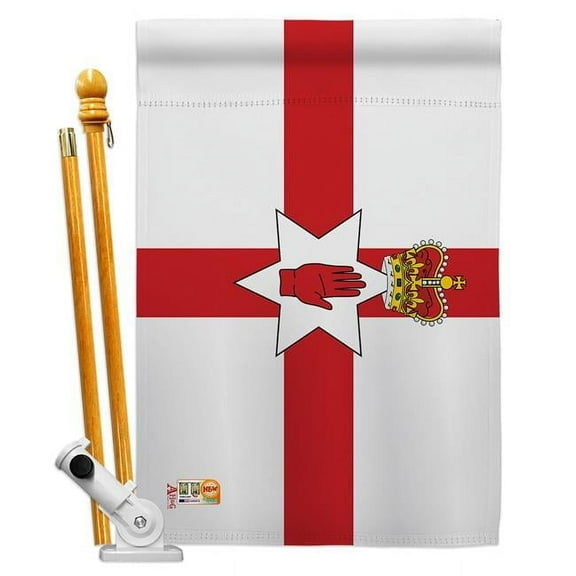 AA-CY-HS-140113-IP-BO-D-US18-AG 28 x 40 in. Ireland-Northern Flags of the World Nationality Impressions Decorative Vertical Double Sided House Flag Set & Pole Bracket Hardware Flag Set