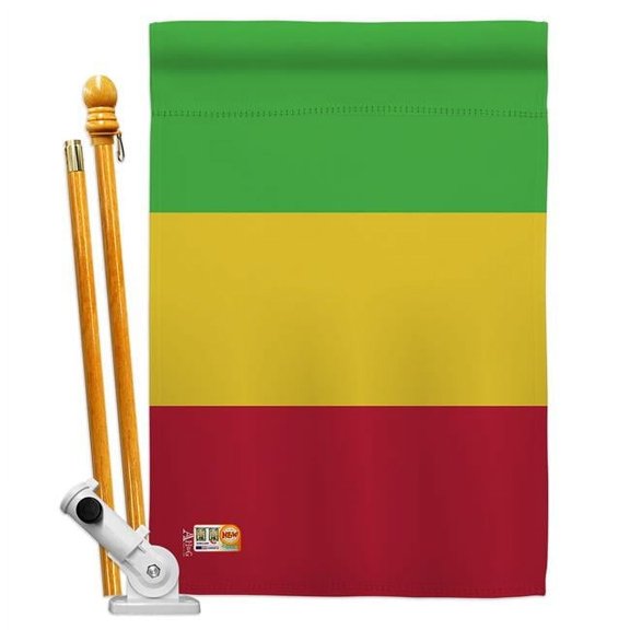 AA-CY-HS-140148-IP-BO-D-US18-AG 28 x 40 in. Mali Flags of the World Nationality Impressions Decorative Vertical Double Sided House Flag Set & Pole Bracket Hardware Flag Set