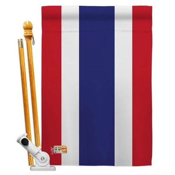 AA-CY-HS-140231-IP-BO-D-US18-AG 28 x 40 in. Thailand Flags of the World Nationality Impressions Decorative Vertical Double Sided House Flag Set & Pole Bracket Hardware Flag Set