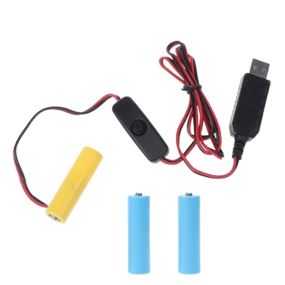 AA Dummy Battery Adapter USB Power Supply Cable with Switch Replace 3 AA Battery