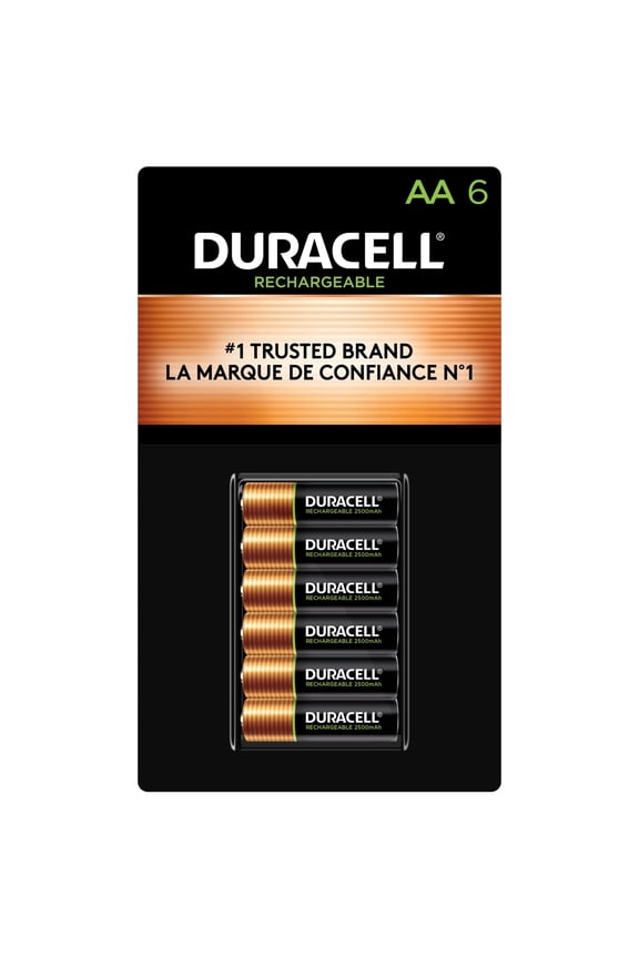 AA Duracell Rechargeable (DX1500) 2500 mAh NiMH Rechargeable Batteries (6 Card)