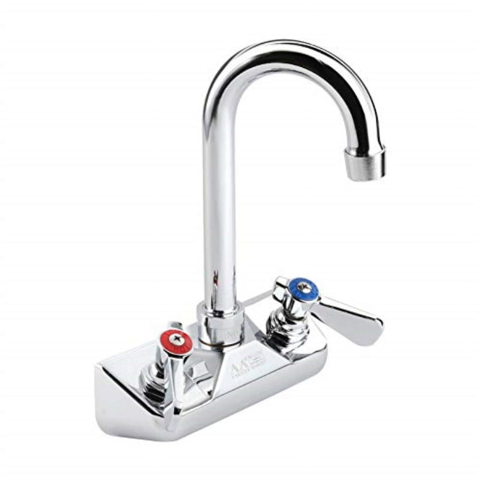 Polished Chrome Wall Mount Kitchen Faucet with Gooseneck Spout