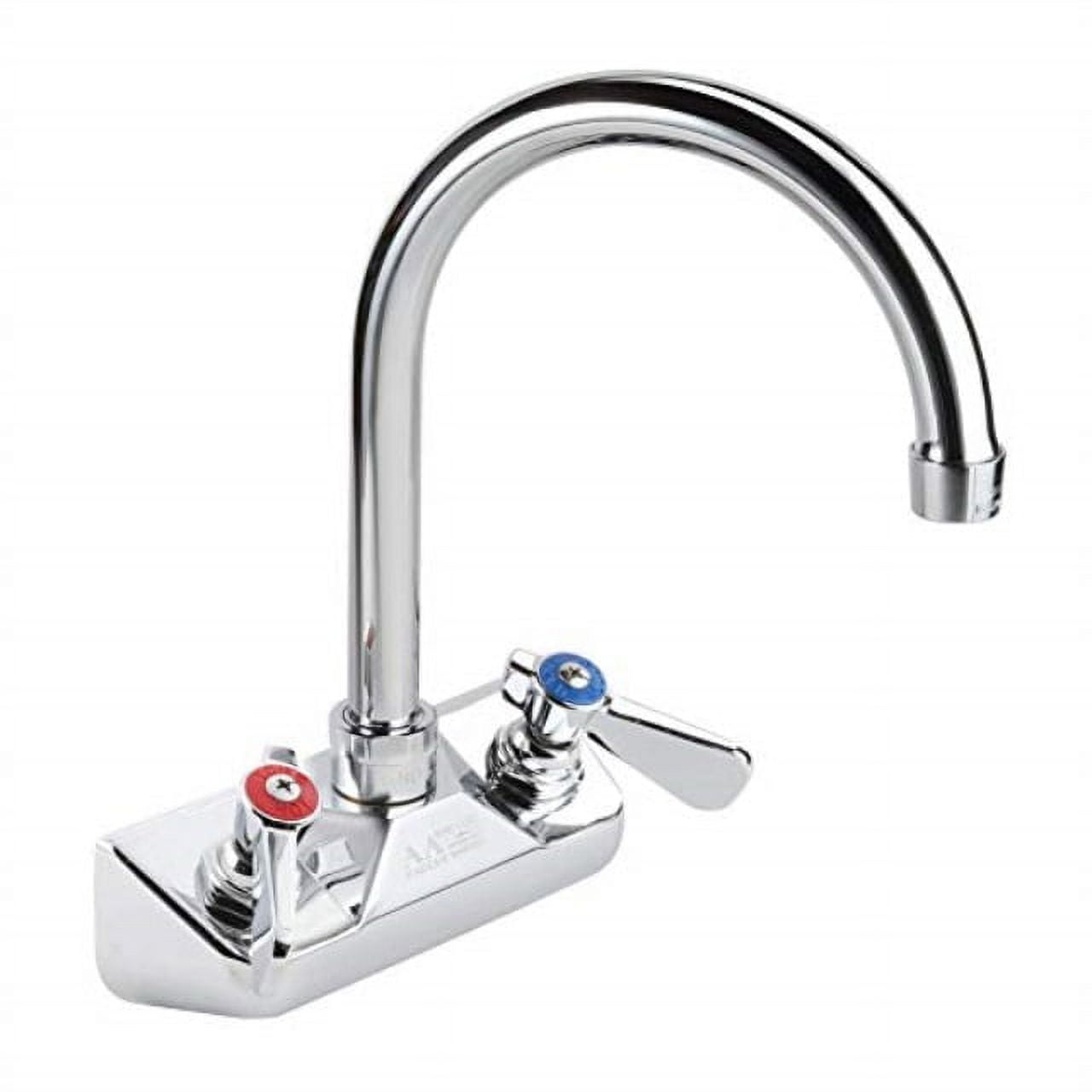 Polished Chrome Wall Mount Kitchen Faucet with Gooseneck Spout