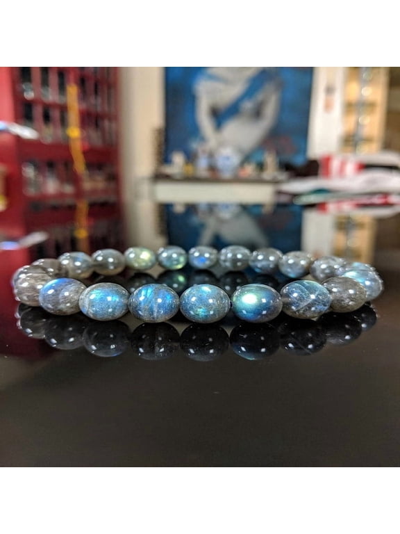 AA Grade Flashy Natural Labradorite Beaded Bracelet Fashion Gemstone Jewelry Accessories, 8 mm, 1 Count