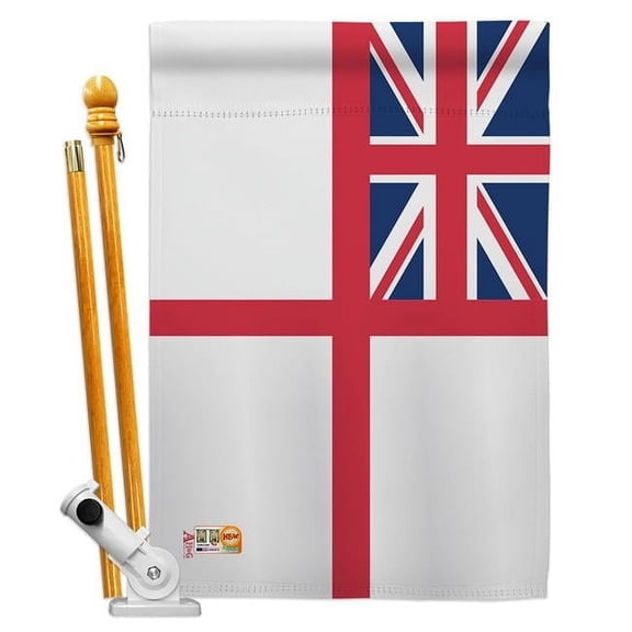 AA-HL-HS-140706-IP-BO-D-US18-AG 28 x 40 in. British Navy Flags of the World Historical Impressions Decorative Vertical Double Sided House Flag Set & Pole Bracket Hardware Flag Set