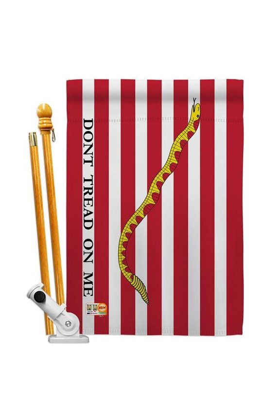 AA-HS-HS-140701-IP-BO-D-US18-AG 28 x 40 in. First Navy Jack Historic Impressions Decorative Vertical Double Sided House Flag Set & Pole Bracket Hardware Flag Set