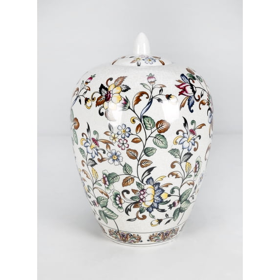 AA Importing 12" Ginger Jar, Bird and Floral Design