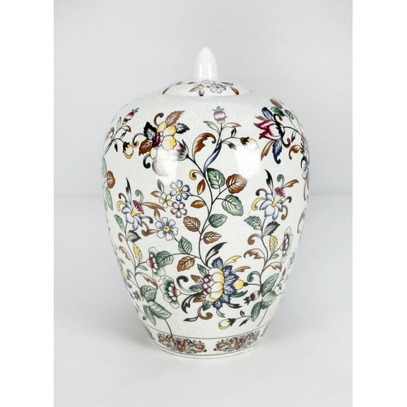 AA Importing 12" Ginger Jar, Bird and Floral Design