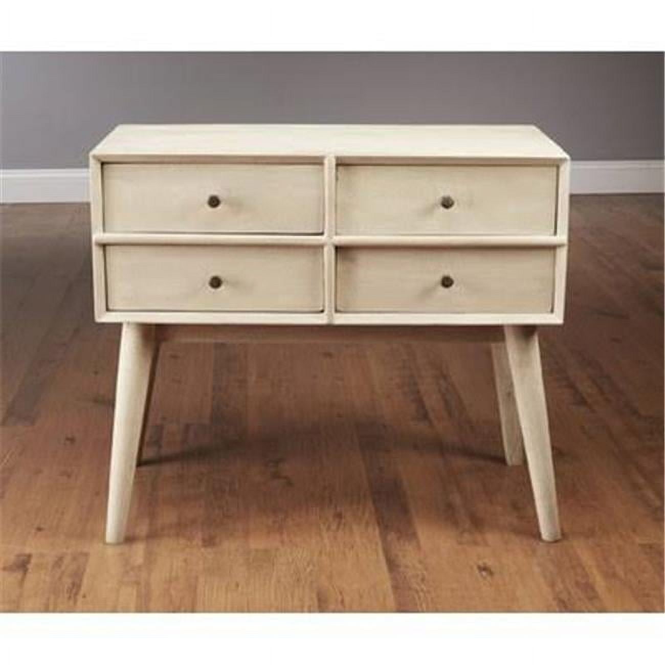 White Mid-Century Modern 4-Drawer Horizontal Dresser