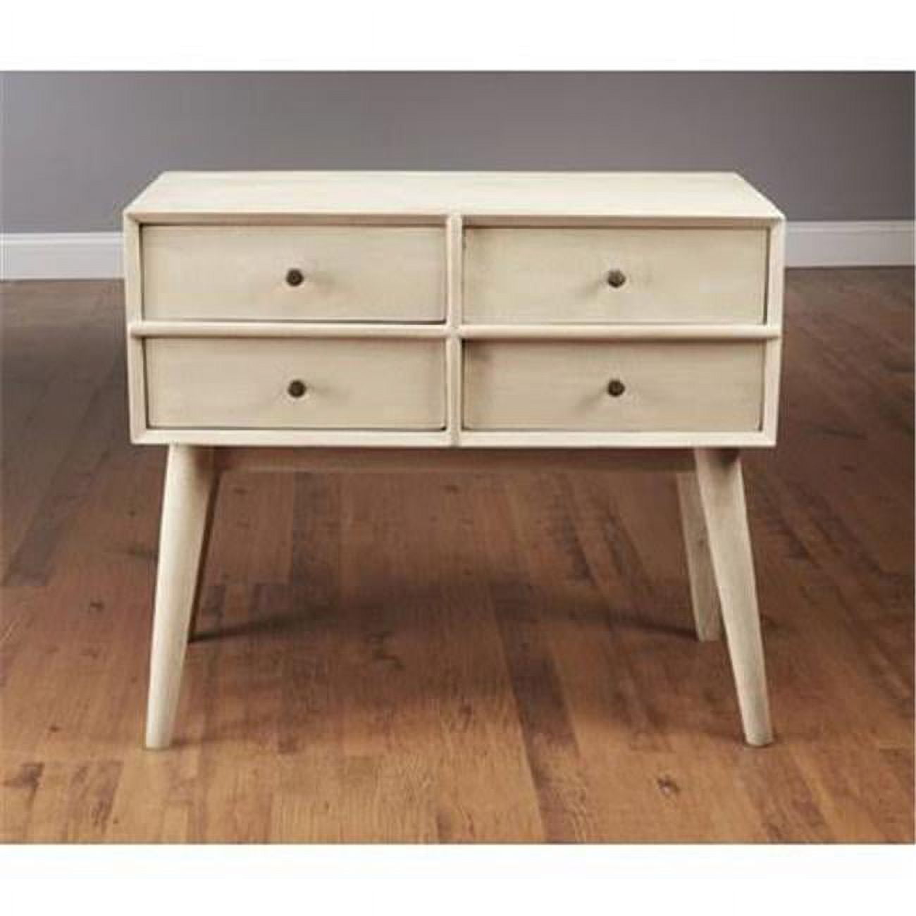 White Mid-Century Modern 4-Drawer Horizontal Dresser