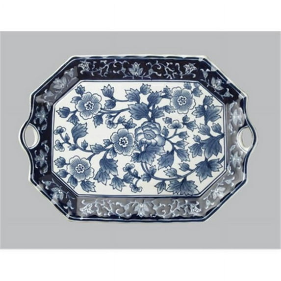AA Importing 59715A 18 in. Platter, Blue & White