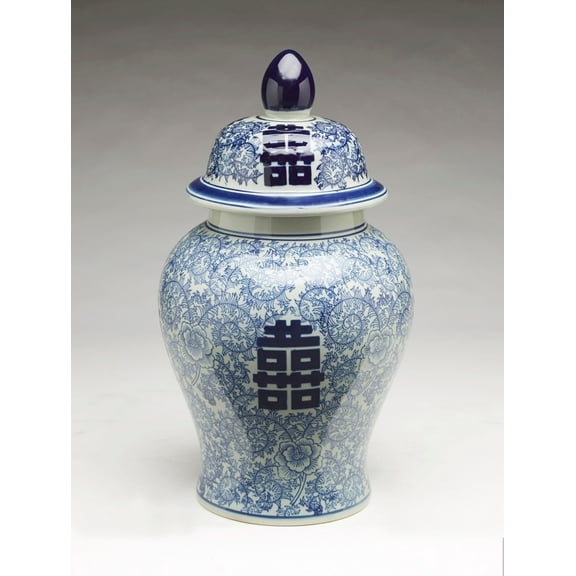 AA Importing 59759 18 inch Blue & White Ginger Jar