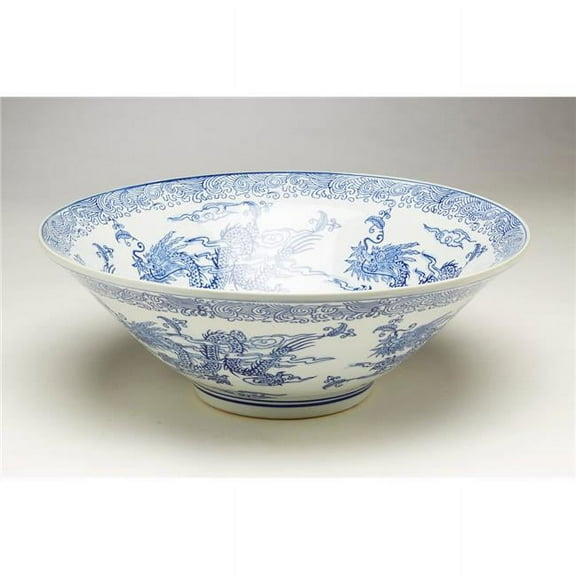 AA Importing 59818 16 inch Blue & White Bowl