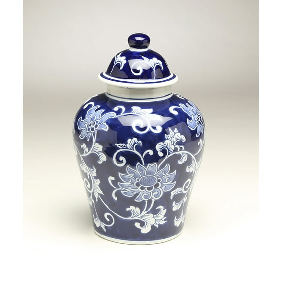 AA Importing 59946 10 inch Blue & White Ginger Jar