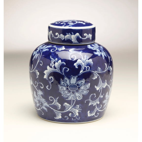 AA Importing 59951 9 inch Blue & White Ginger Jar