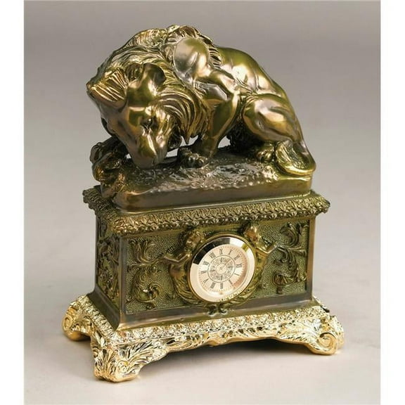 AA Importing 66030 Lion & Snack Clock, Bronze