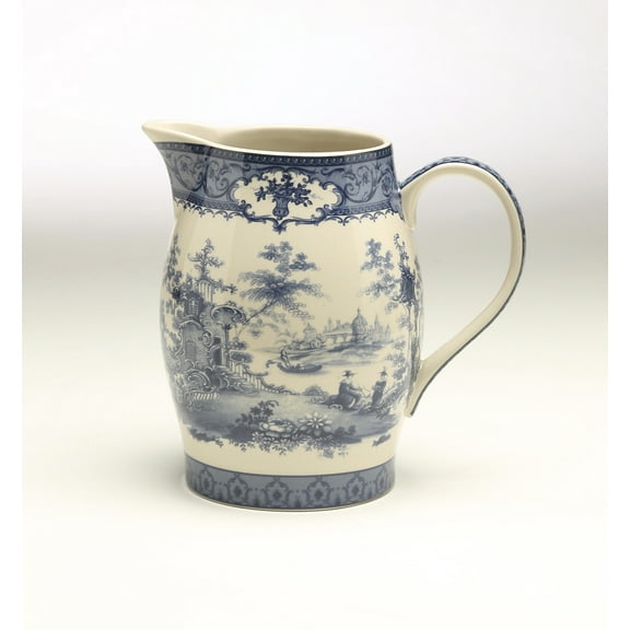 AA Importing AAI Medium Porcelain Pitcher, Blue and Cream